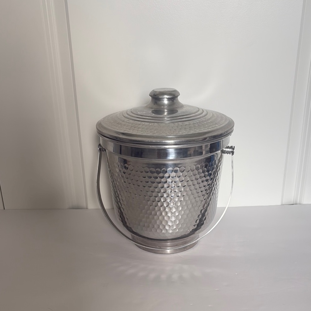 Vintage‎ Silver Hammered Aluminum Ice Bucket
